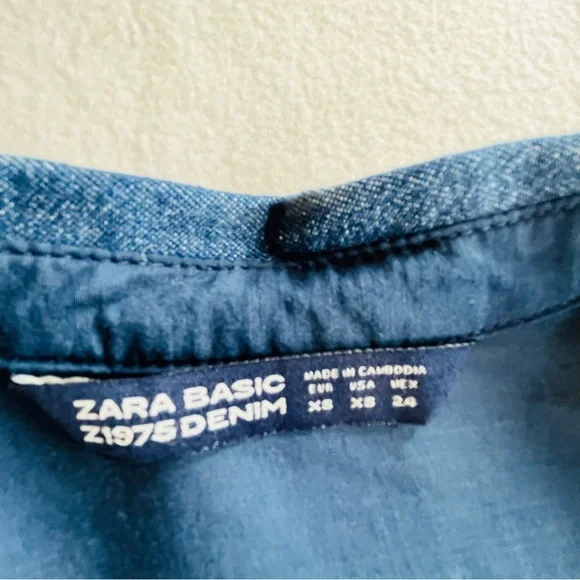 Zara semi sheer blue button down tunic xs - Picture 4 of 13